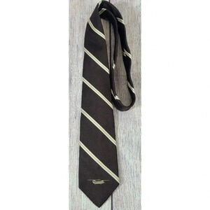 Boeing Company Vertol Men's Classic Pointed Striped Neck Tie Brown Beige 57"